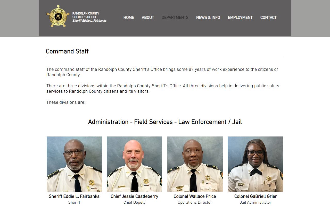 Randolph County arrest records sheriff command staff page