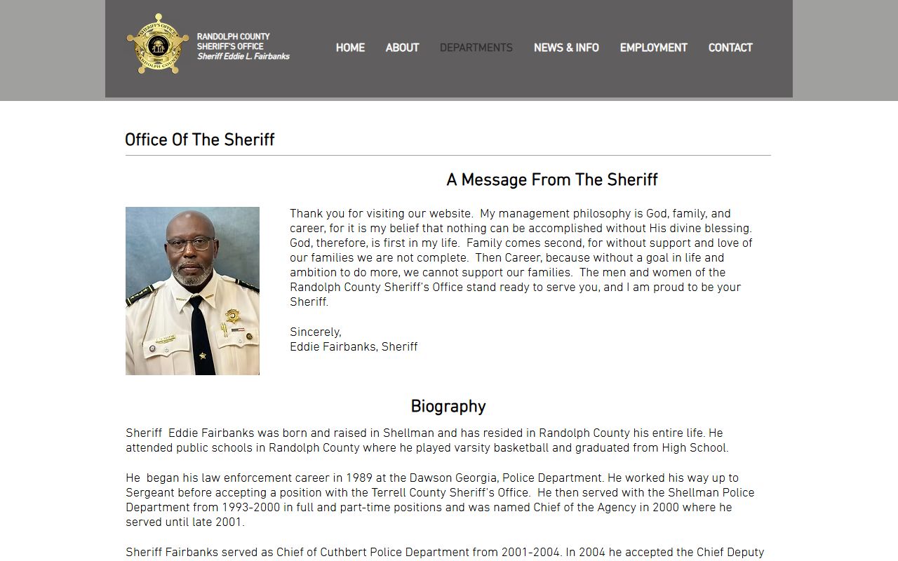Randolph County arrest records sheriff office biography page