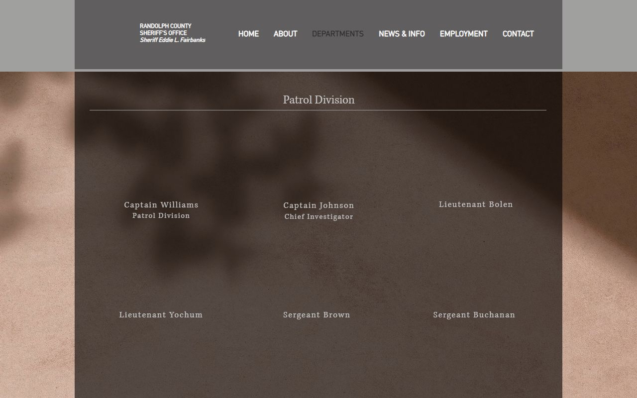Randolph County arrest records sheriff patrol services page