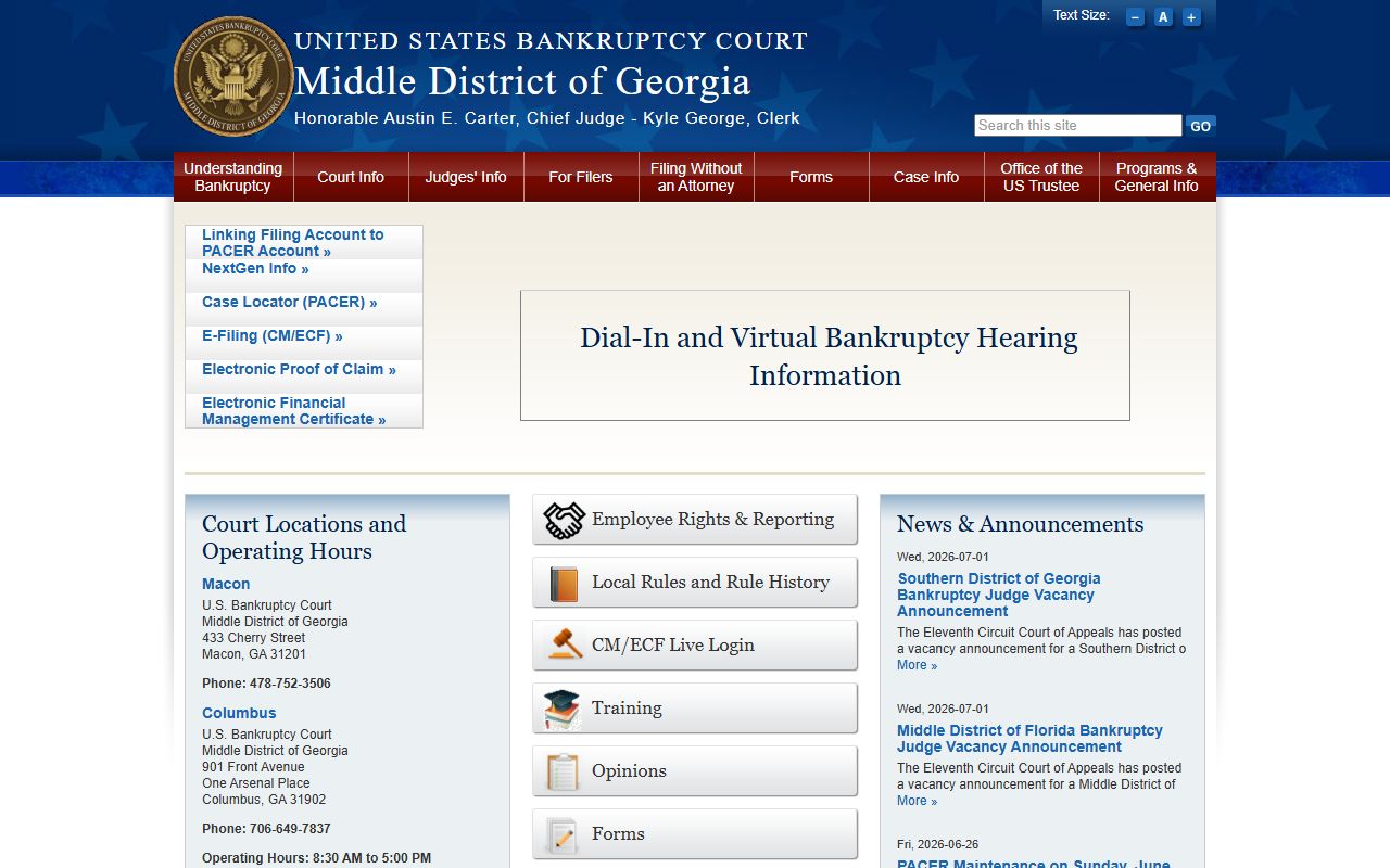 Randolph County court dockets bankruptcy court Middle District home