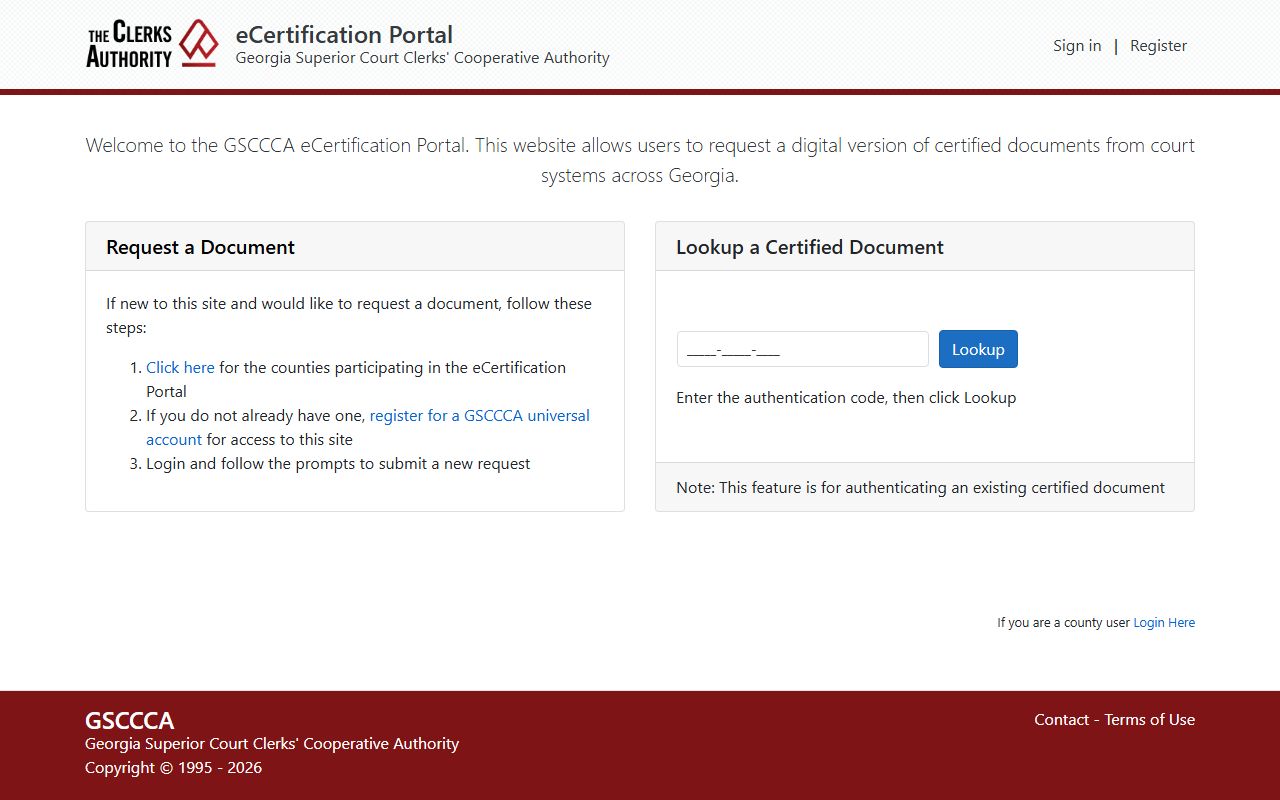 Randolph County court records GSCCCA eCertification portal