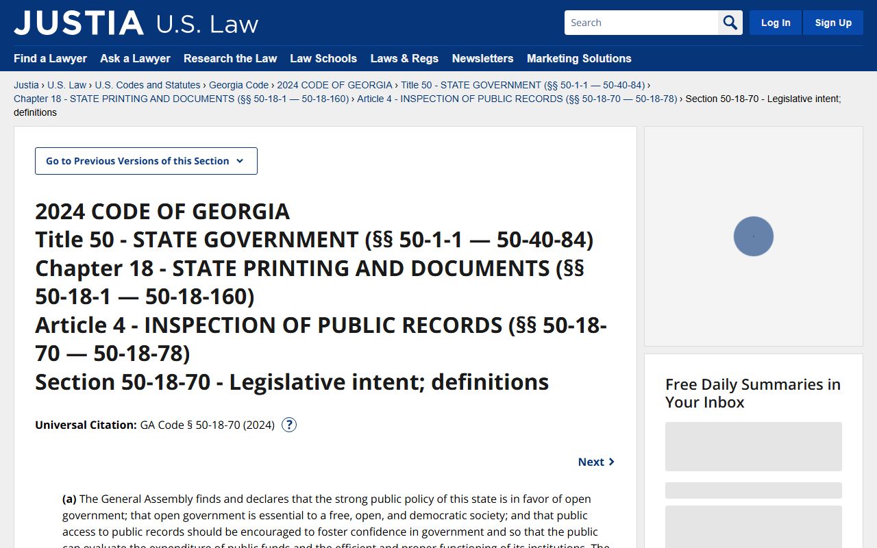 Randolph County criminal court records Georgia Open Records Act presumption