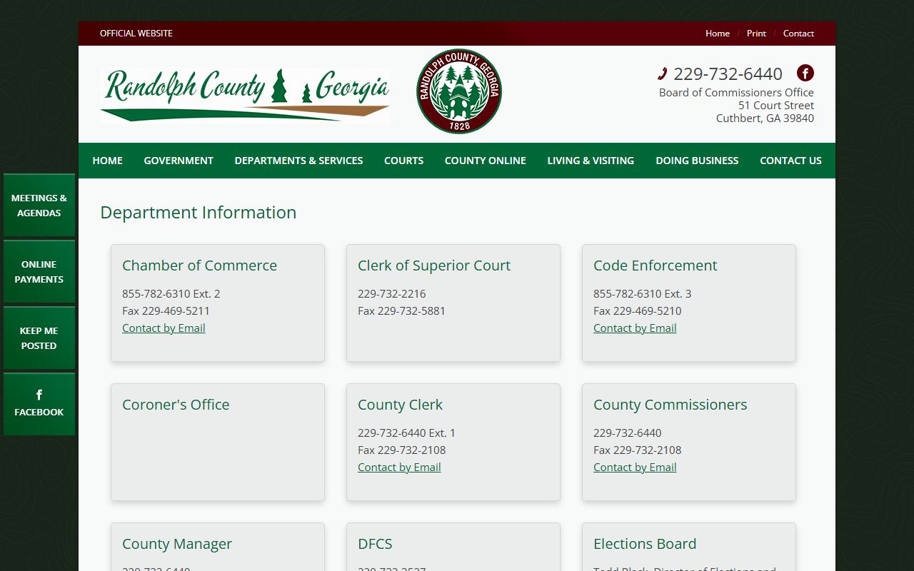 Randolph County court records department contact page
