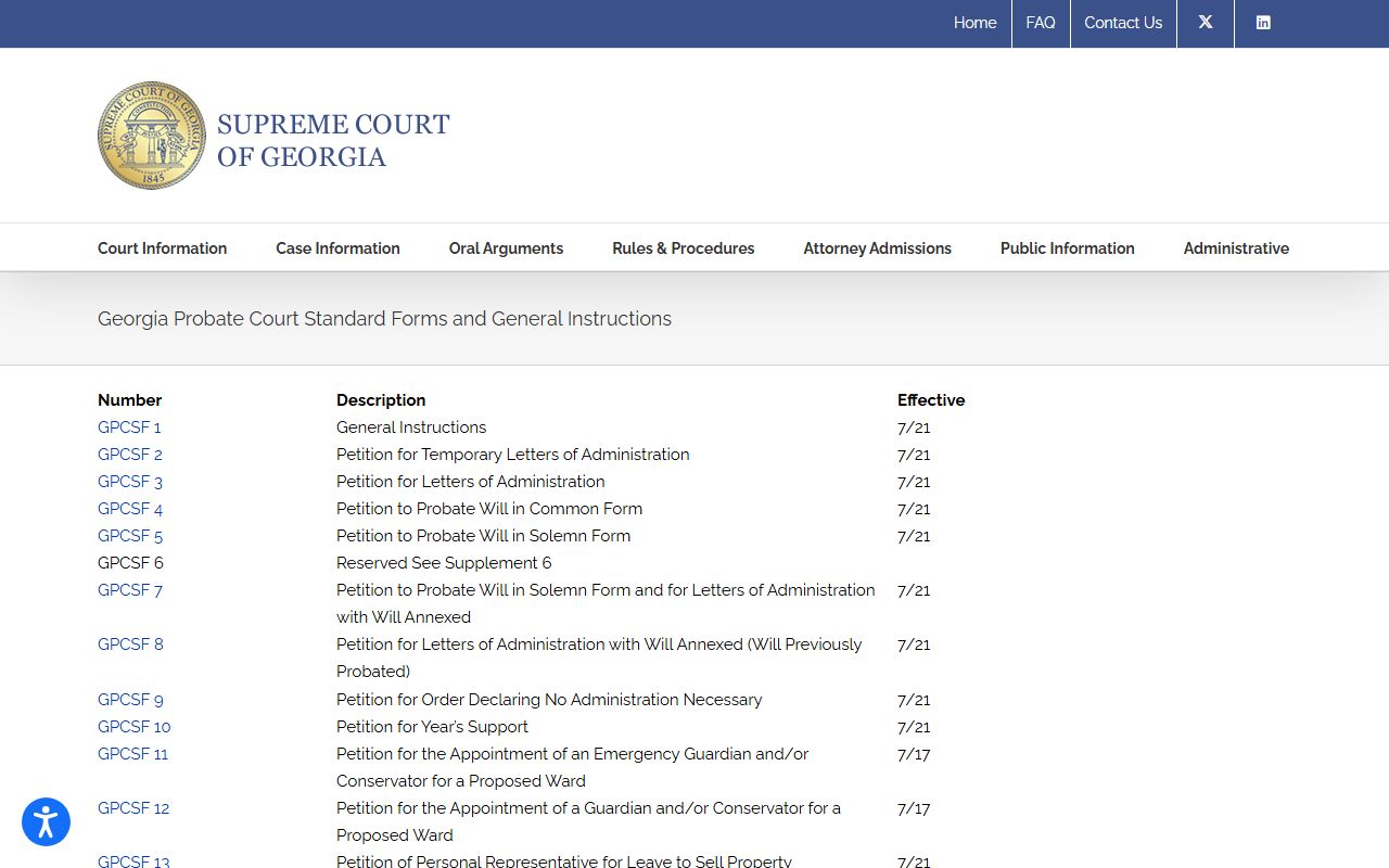 Randolph County probate records Georgia standard forms page