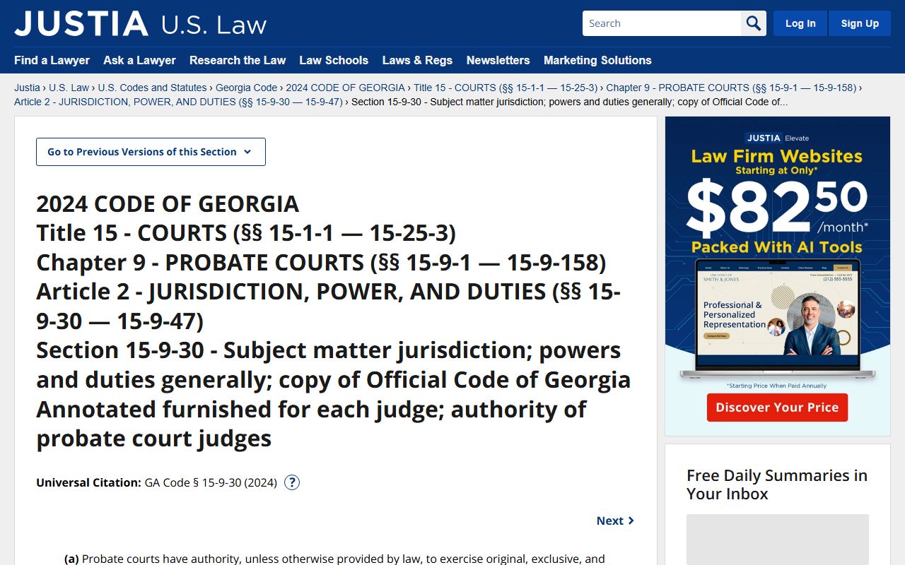 Randolph County probate records Georgia probate jurisdiction statute