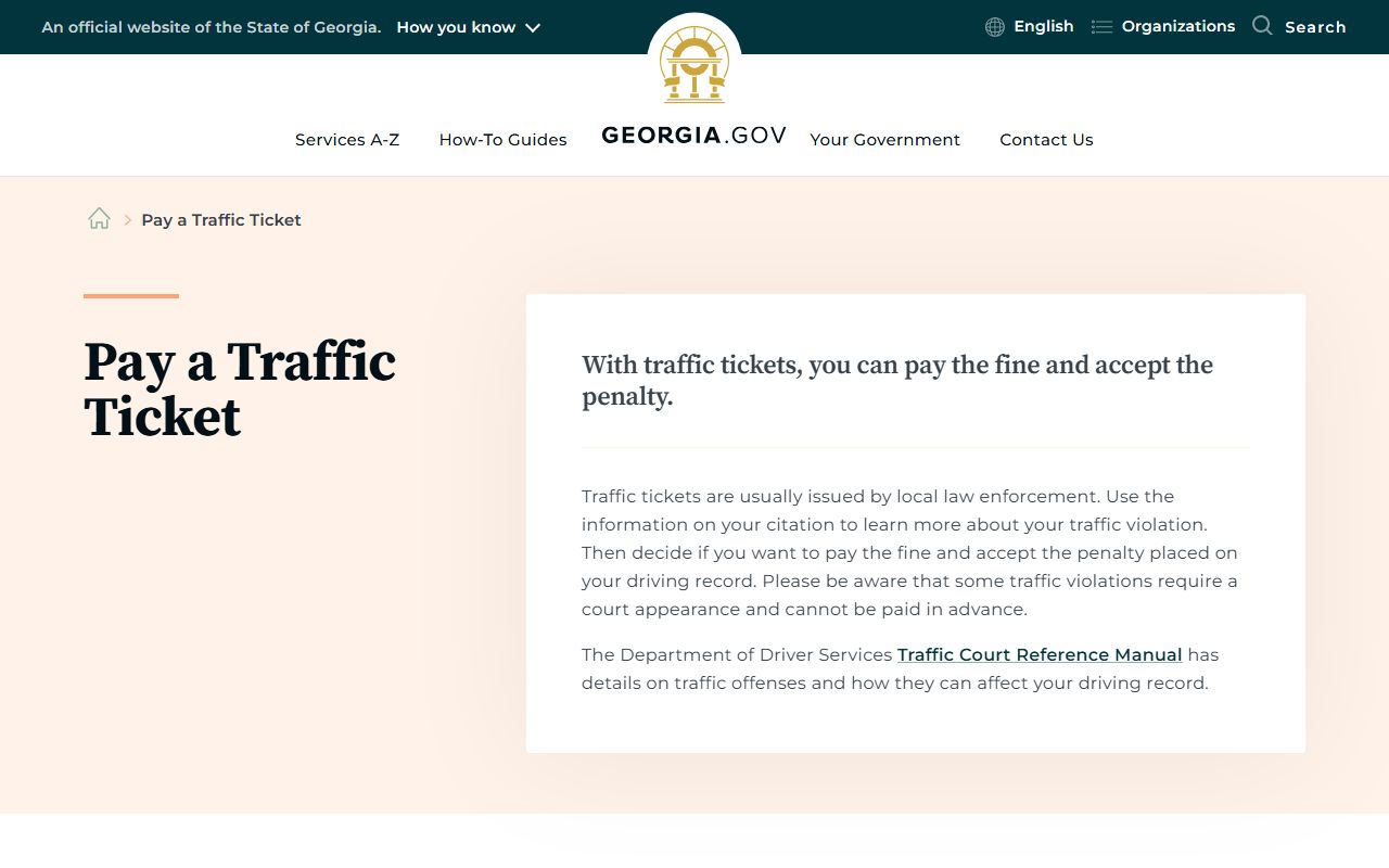 Randolph County traffic court records Georgia traffic ticket payment page
